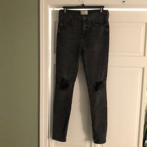 Free People Distressed Black Jeans